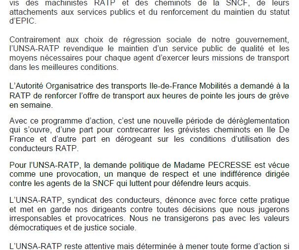 Mobilisation à la maison de la RATP